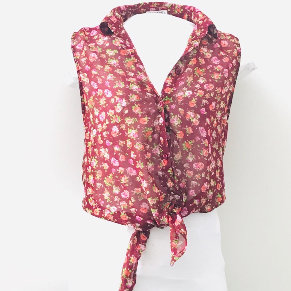 Garage chiffon button sleeveless blouse